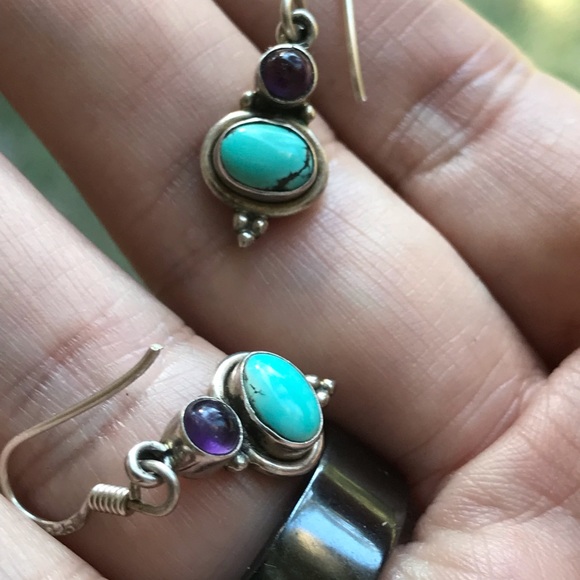 Handmade Silver Turquoise Amethyst Set - Picture 3 of 5